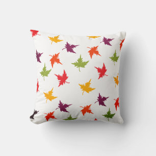 Colourful Fall Leaves Autumn Red Yellow Purple Cushion