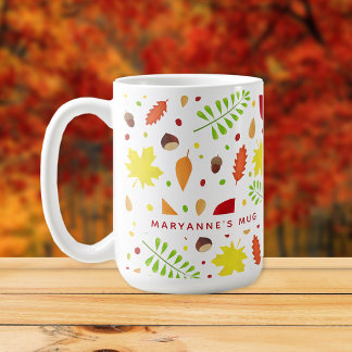 Colourful fall leaves custom name coffee mug
