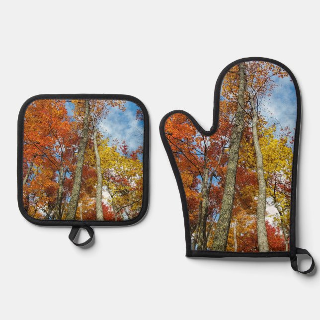 Colourful Fall Leaves Forest Great Smoky Mountains Oven Mitt & Pot Holder Set (Front)