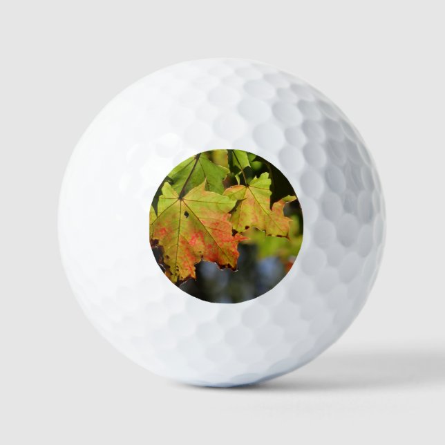 Colourful fall leaves golf balls (Front)