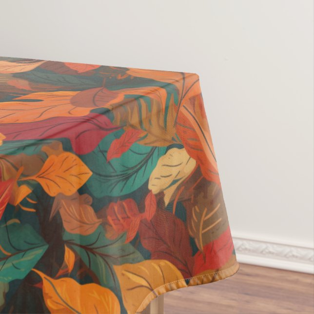 Colourful Fall Leaves Long Tablecloth (In Situ)