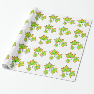Colourful Fall leaves Maple Leaf Wrapping Paper
