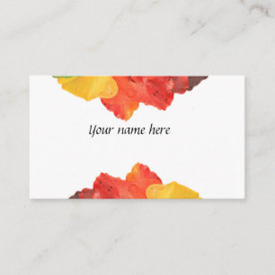 colourful fall leaves on white business card
