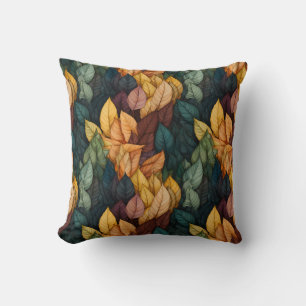 Colourful Fall Leaves Pattern Cushion