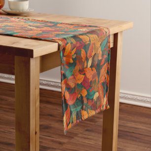 Colourful Fall Leaves Short Table Runner