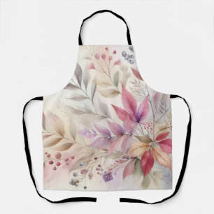 Colourful Fall leaves watercolor pastel colour Apron