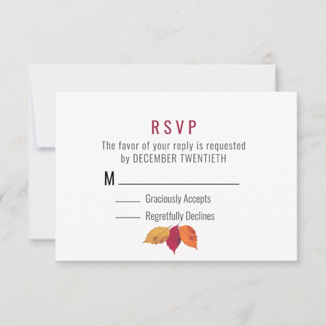 Colourful Fall Leaves Wedding RSVP (Front)