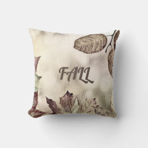 Colourful Fall leaves with fall colours watercolor Cushion