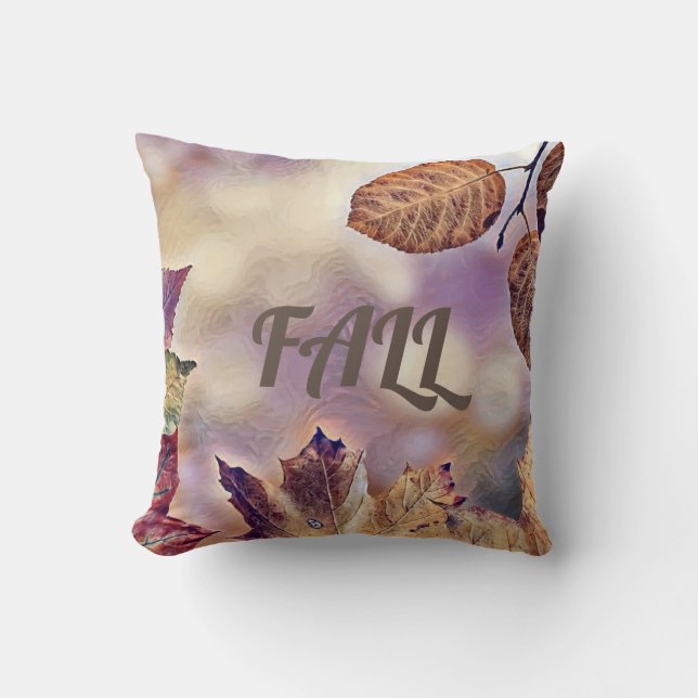 Colourful Fall leaves with fall colours watercolor Cushion (Front)