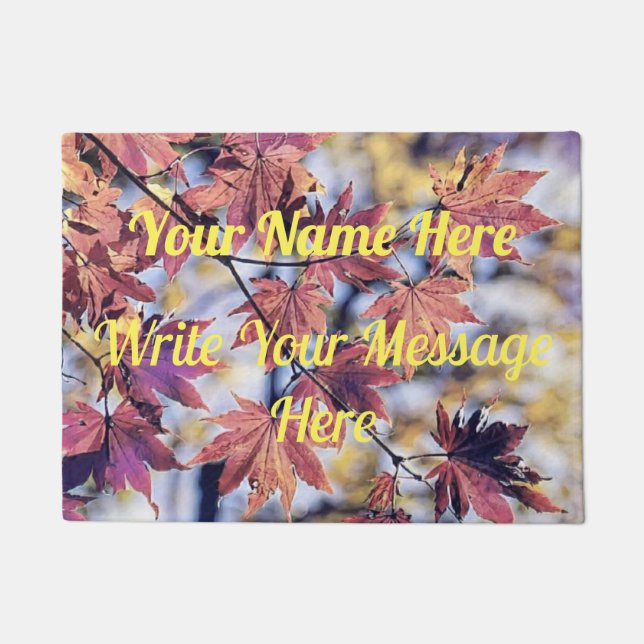 Colourful Fall leaves with fall colours watercolor Doormat (Front)