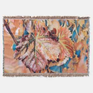 Colourful Fall leaves with fall colours watercolor Throw Blanket