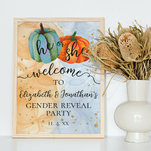 Colourful Fall Pumpkins Gender Reveal Welcome Sign