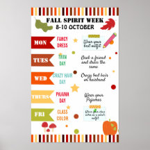 colourful fall Spirit week school flyer poster