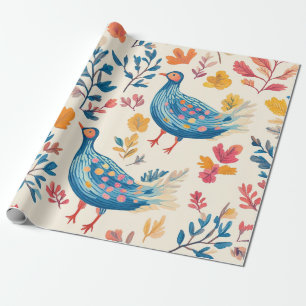 Colourful Fall Turkey with Warm Tones Wrapping Paper