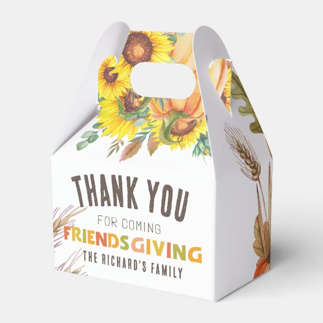 Colourful Fall Vibe Thanksgiving Dinner Party Favour Box (Front Side)
