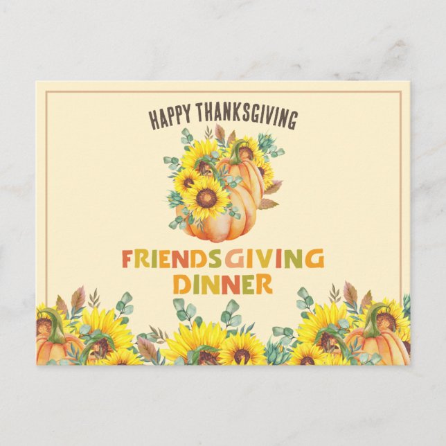 Colourful Fall Vibe Thanksgiving Dinner Party Holiday Postcard (Front)