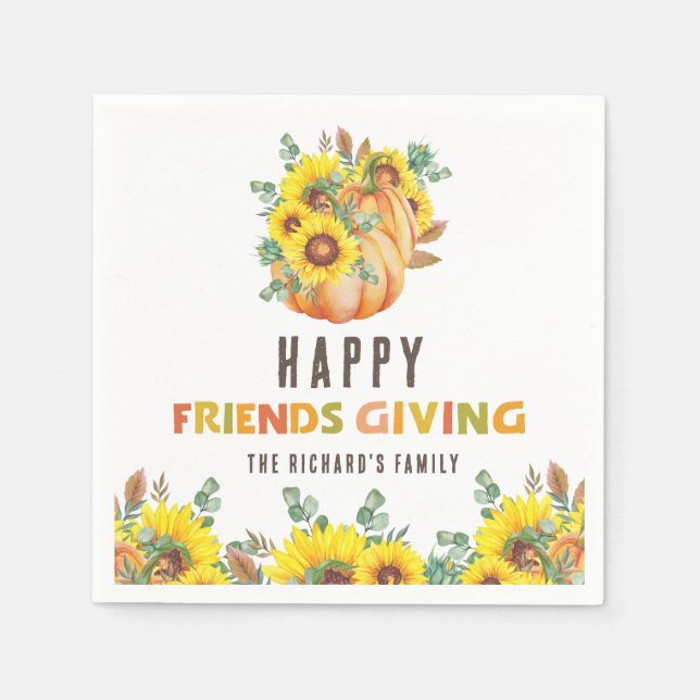 Colourful Fall Vibe Thanksgiving Dinner Party Napkin (Front)
