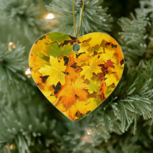 Colourful, Fallen, Autumn Leaves Ceramic Tree Decoration