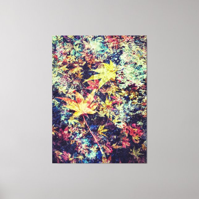 Colourful Fallen Leaves in Water Abstract Canvas Print (Front)