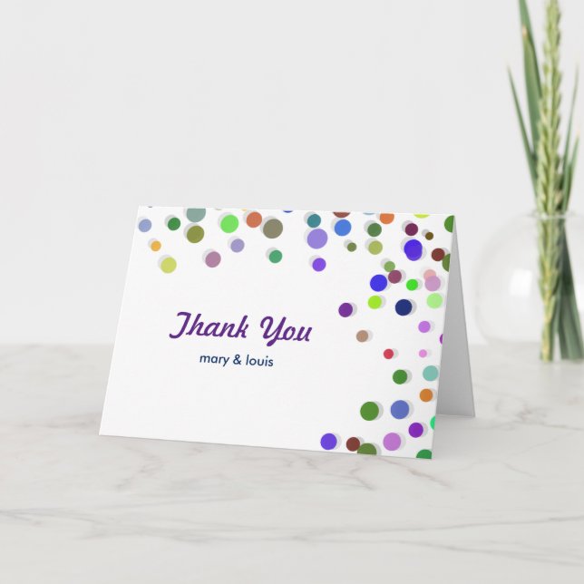 Colourful Falling Sparkles Polka Dots Thank You (Front)
