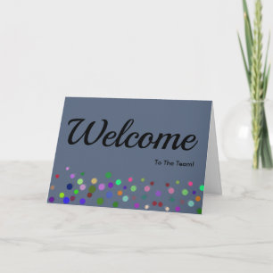 Colourful Falling Sparkles Polka Dots Welcome Card