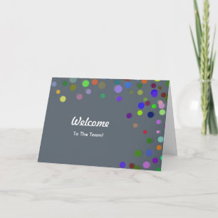 Colourful Falling Sparkles Polka Dots Welcome Card
