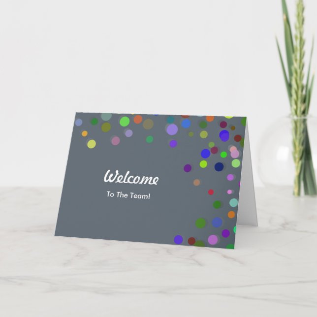 Colourful Falling Sparkles Polka Dots Welcome Card (Front)