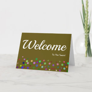 Colourful Falling Sparkles Polka Dots Welcome Card