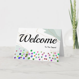Colourful Falling Sparkles Polka Dots Welcome Card