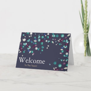 Colourful Falling Sparkles Polka Dots Welcome Card