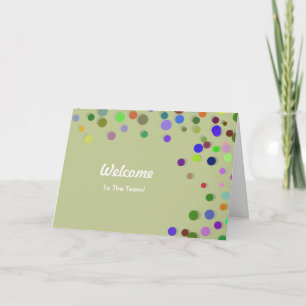 Colourful Falling Sparkles Polka Dots Welcome Card