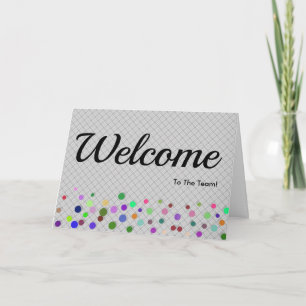 Colourful Falling Sparkles Polka Dots Welcome Card