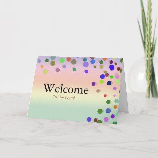 Colourful Falling Sparkles Polka Dots Welcome Card (Front)