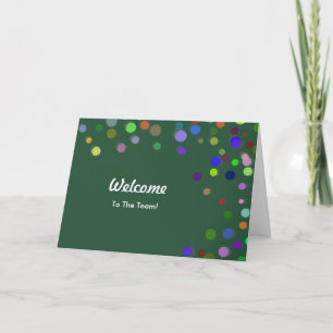 Colourful Falling Sparkles Polka Dots Welcome Card