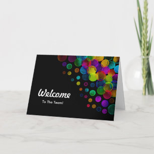 Colourful Falling Sparkles Polka Dots Welcome Card