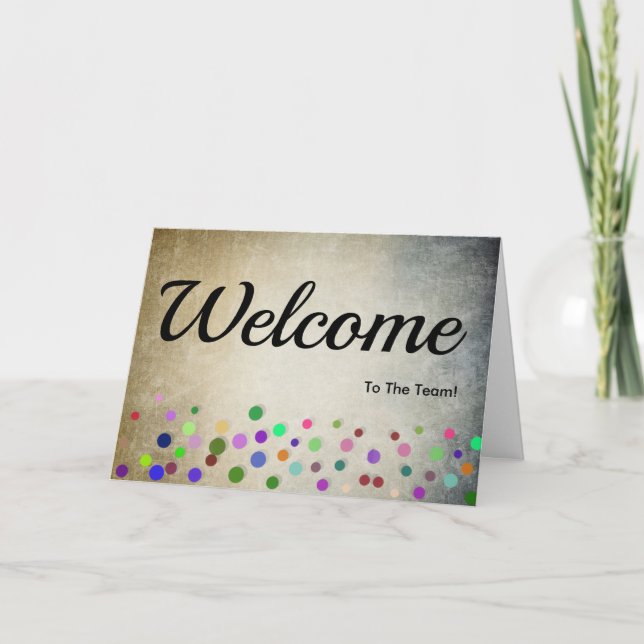 Colourful Falling Sparkles Polka Dots Welcome Card (Front)