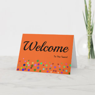 Colourful Falling Sparkles Polka Dots Welcome Card