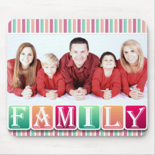 Colourful Family Blocks Custom Family Portrait Mouse Mat