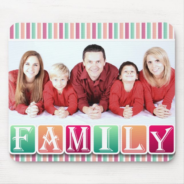 Colourful Family Blocks Custom Family Portrait Mouse Mat (Front)