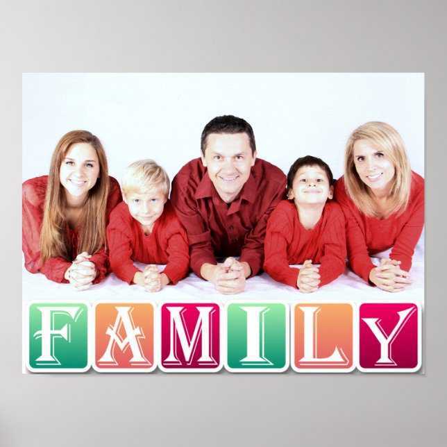 Colourful Family Blocks Custom Family Portrait Poster (Front)