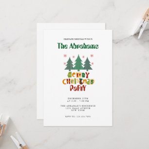 Colourful Family Christmas Tree Merry Christmas Invitation