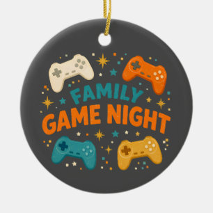 Colourful Family Game Night Ceramic Tree Decoration