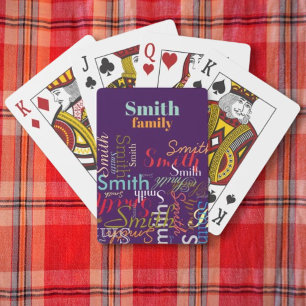 Colourful Family Name Purple Playing Cards