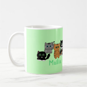 Colourful Family of Kawaii Cats Cute Cat Lover Gif Coffee Mug