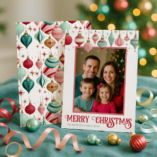 Colourful Family Photo Merry Christmas Holiday Card