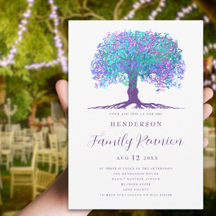 Colourful Family Tree Family Reunion  Invitation