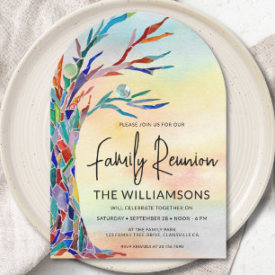 Colourful Family Tree Family Reunion Invitation