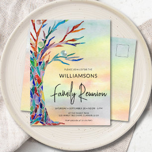 Colourful family Tree Family Reunion  Invitation Postcard