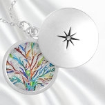 Colourful Family Tree Locket Necklace<br><div class="desc">This unique necklace is decorated with a colourful family tree mosaic design.
Original Mosaic © Michele Davies.</div>