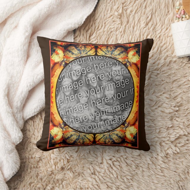 Colourful Fancy Gourds Frame Create Your Own Photo Cushion (Blanket)